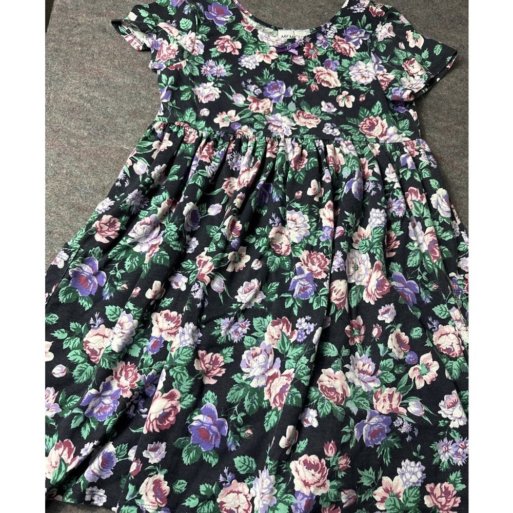 Vintage 80s My Michelle Girls Floral Cottagecore Tea Dress Made In USA Size 14